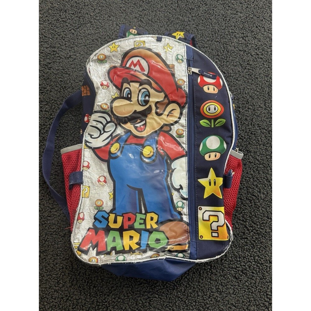 Nintendo Super Mario Backpack Kids Travel Bag Bioworld 16in Mario Bros VGC